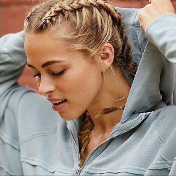 Free People Movement Trekking Out Zip Up Boho Athletic Hooded Sweatshirt Size S - Picture 2 of 11